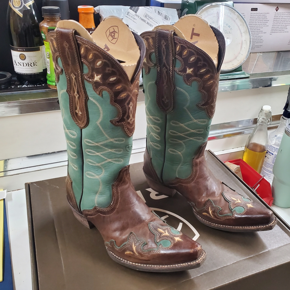 Ariat Women's Teal and Brown Leather Boots